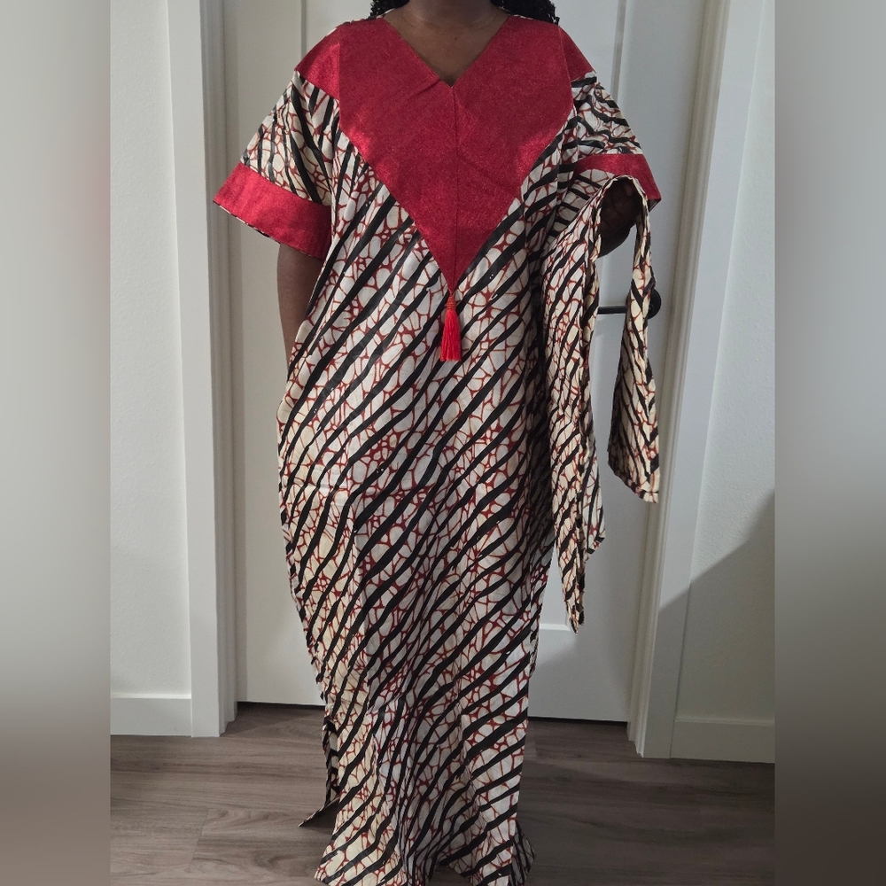 Elegant Red and Black Ankara Women's Dress